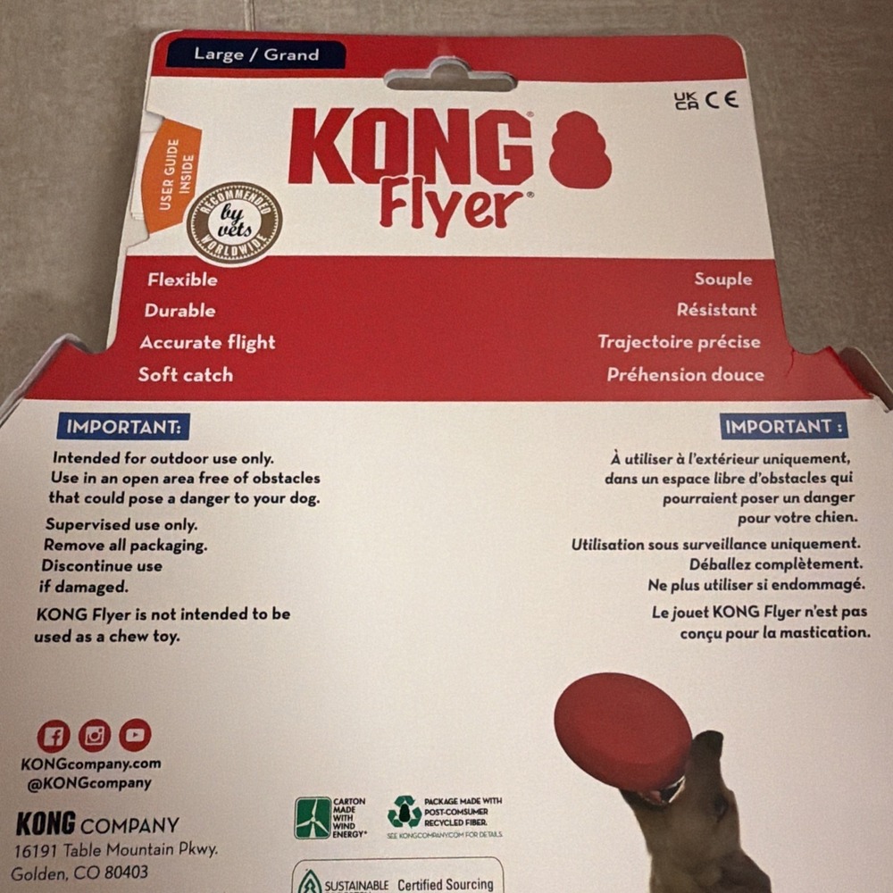 New KONG 26299 Flexible Flyer Frisbee LARGE 9" Durable Soft Rubber Dog Fetch Toy - Picture 5 of 5